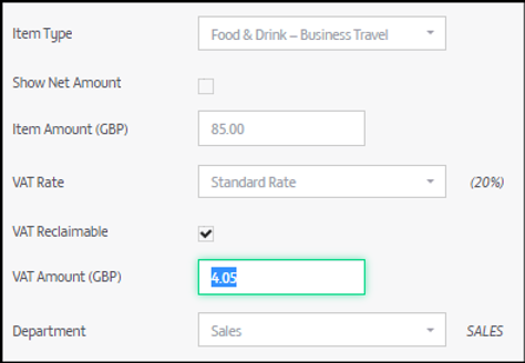 VAT setting Zetadocs Expenses