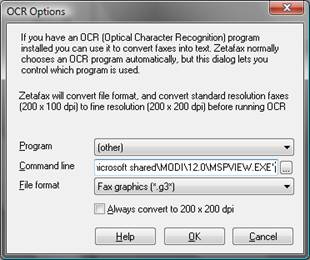 HOWTO: Configure Microsoft Office Document Imaging with Zetafax for OCR.